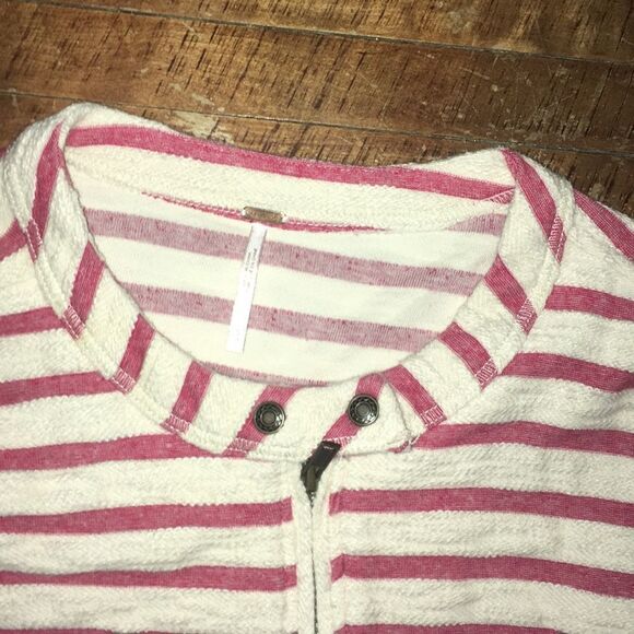 Free People military red stripe peplum ruffle boho  jacket - Picture 2 of 3